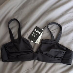 Knix Sculpt Ruched Bikini Top, Black, Size Large